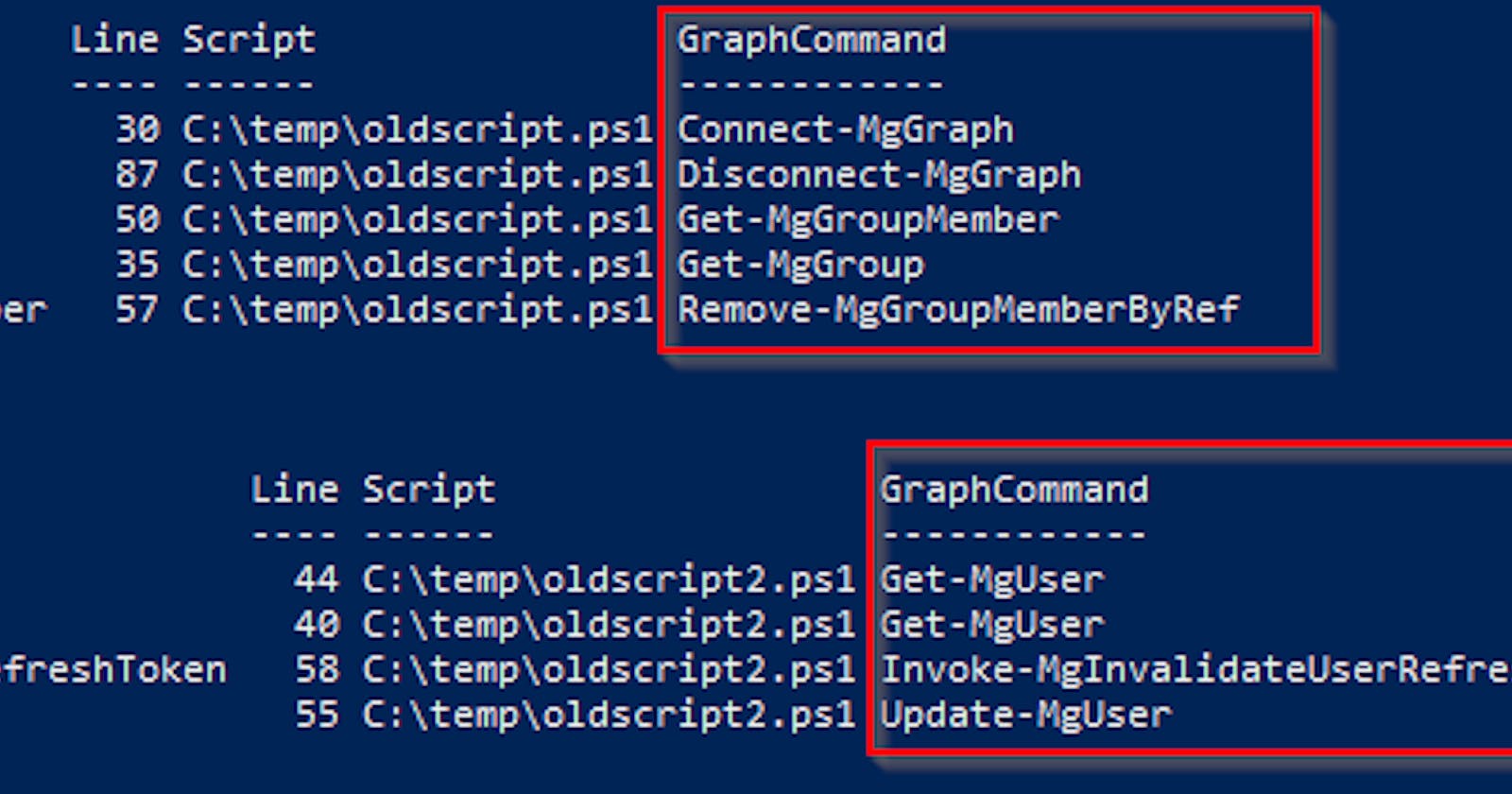 How to find and replace commands from AzureAD and MSOnline deprecated modules in your scripts for the Graph ones