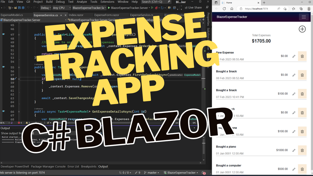 Part 3/3 A Full-Stack Expense Tracking App With Blazor, Web API & EF Core and SQL Server Express.