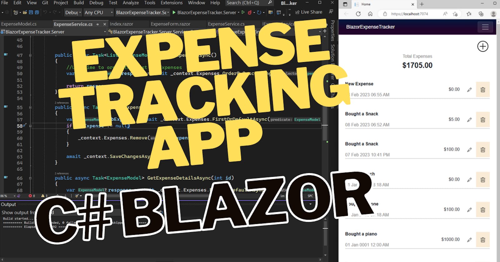 Part 3/3 A Full-Stack Expense Tracking App With Blazor, Web API & EF Core and SQL Server Express.