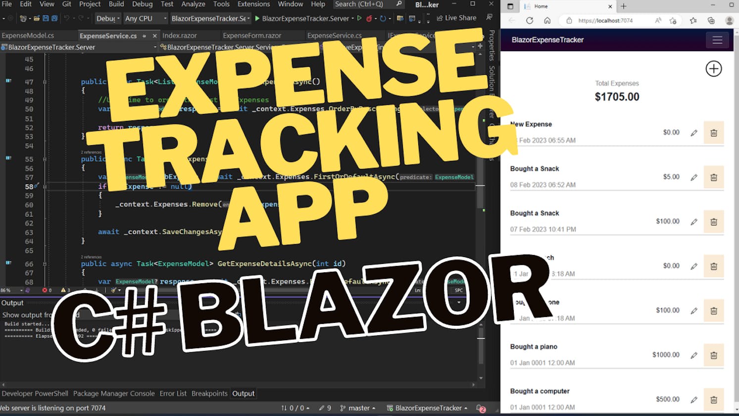 [Part 1 /3] A Full-Stack Expense Tracking App With Blazor, Web API & EF Core and SQL Server Express.