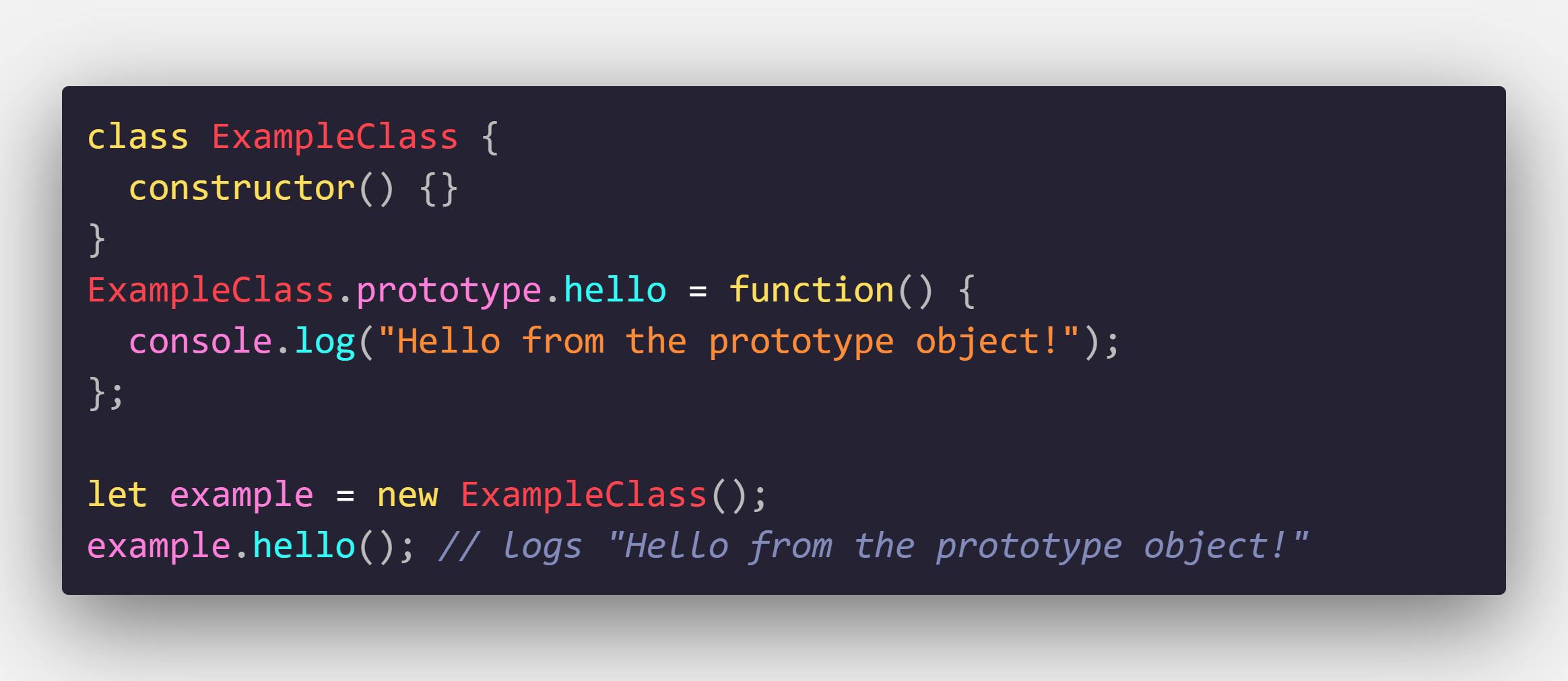 example of a traditional class method that has a prototype object