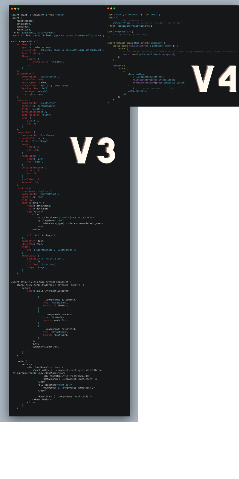 A comparison of SSR config required for v3 as compared to v4