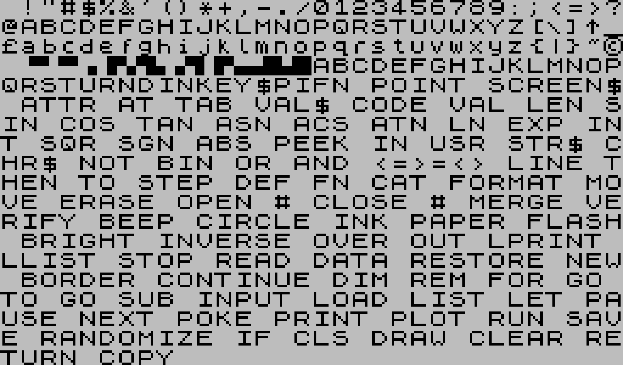 ZX Spectrum system font