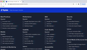 Web developer Checklist chrome extension