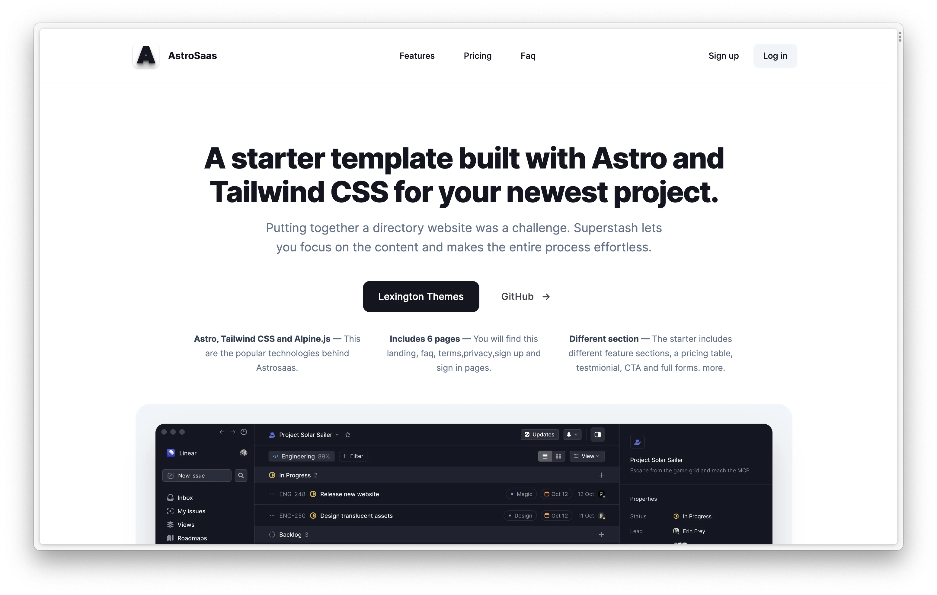 I made a free template with Astro and Tailwind CSS for your next project!