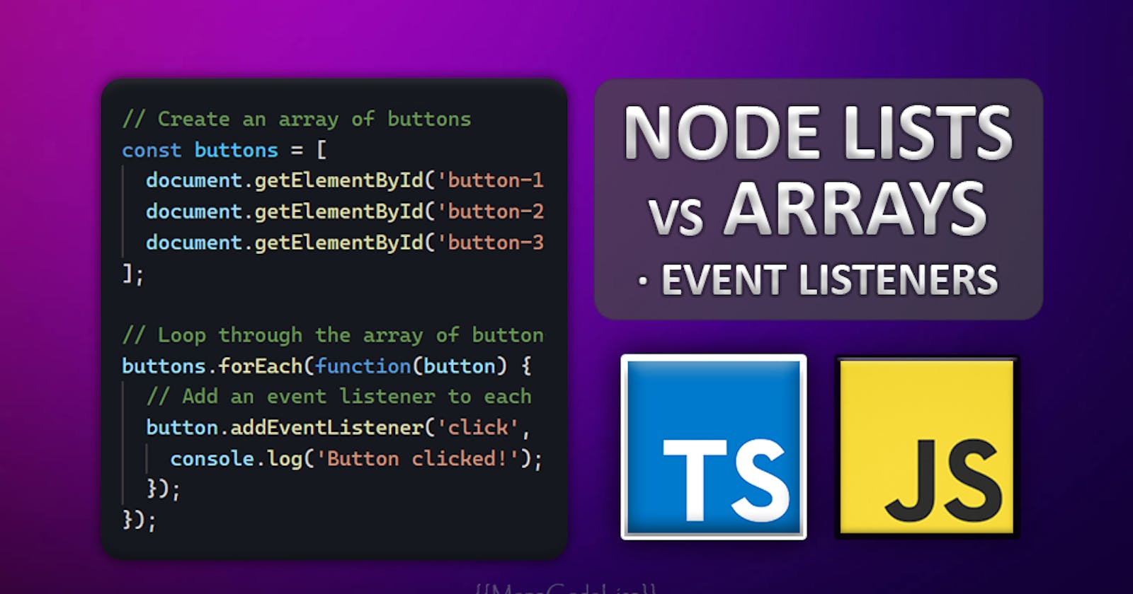Node Lists vs Arrays in JavaScript: Differences and adding Event Listeners - Simple & Code Examples