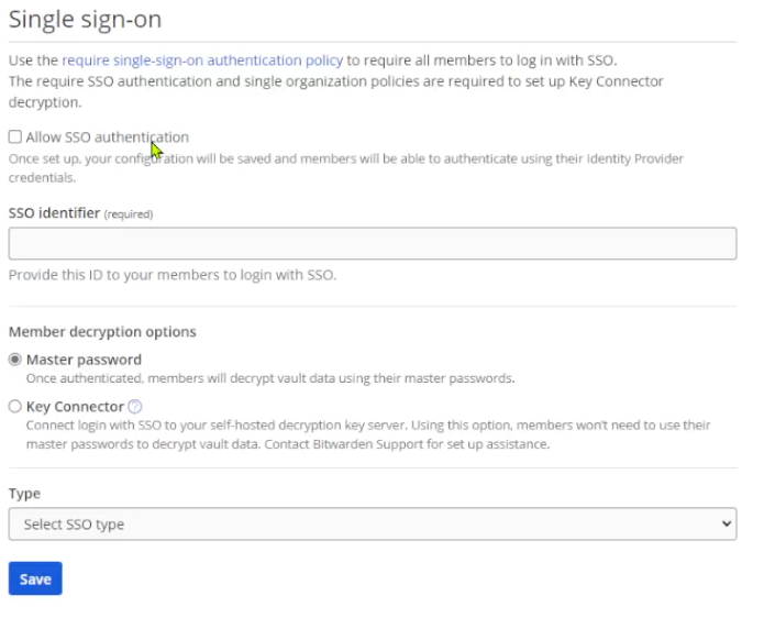 Bitwarden Single sign-on configuration offers a lots of options to configure.