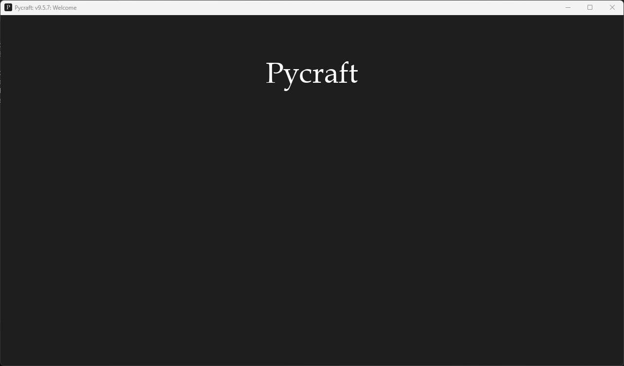 Pycraft's start-up screen
