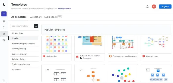 Lucidchart offers already made templates