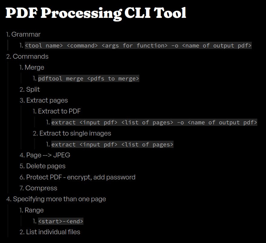 Planning for a PDF processing CLI tool