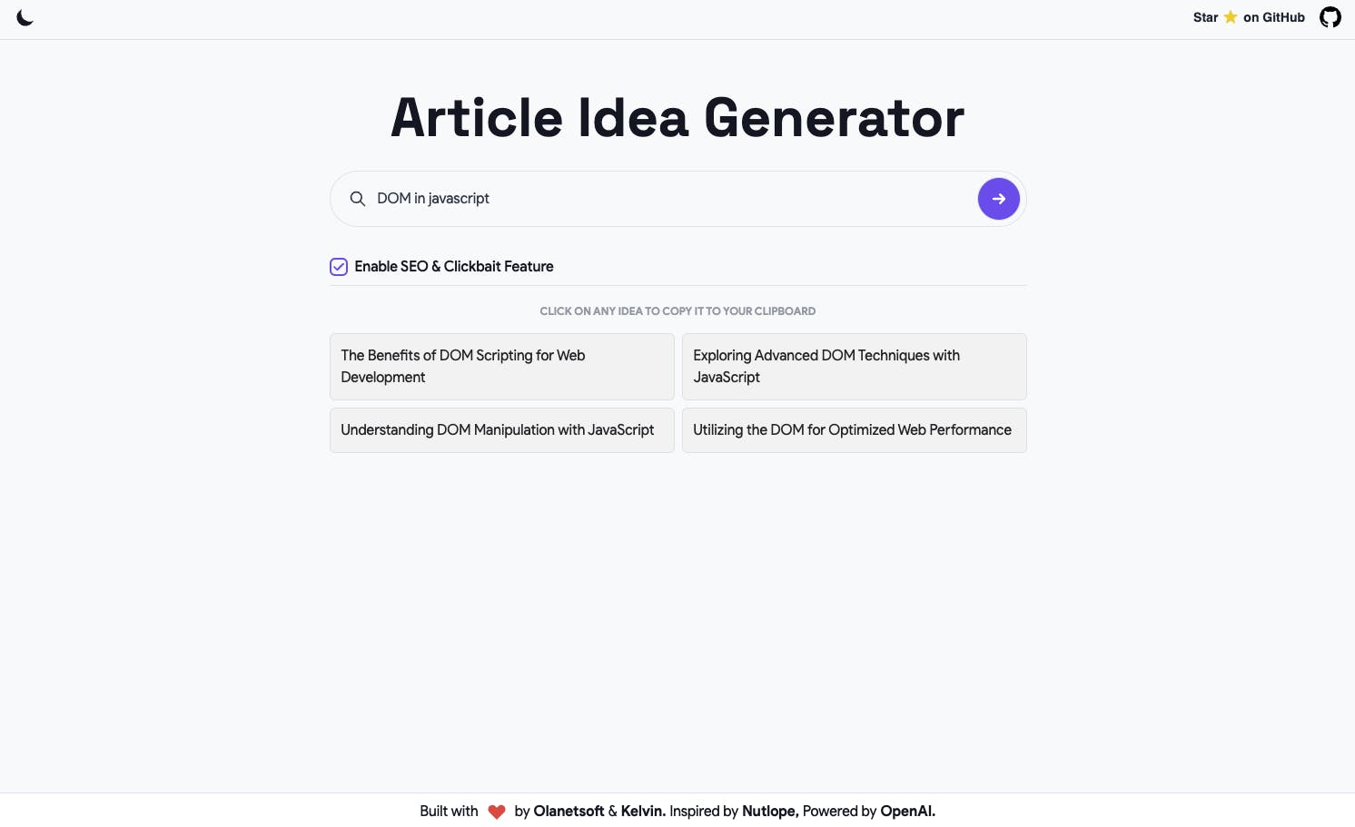 Article Idea Generator