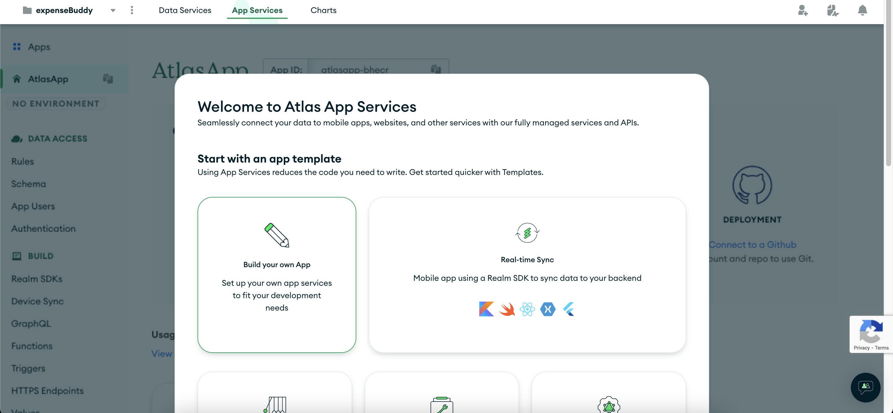 Create Atlas App Services app