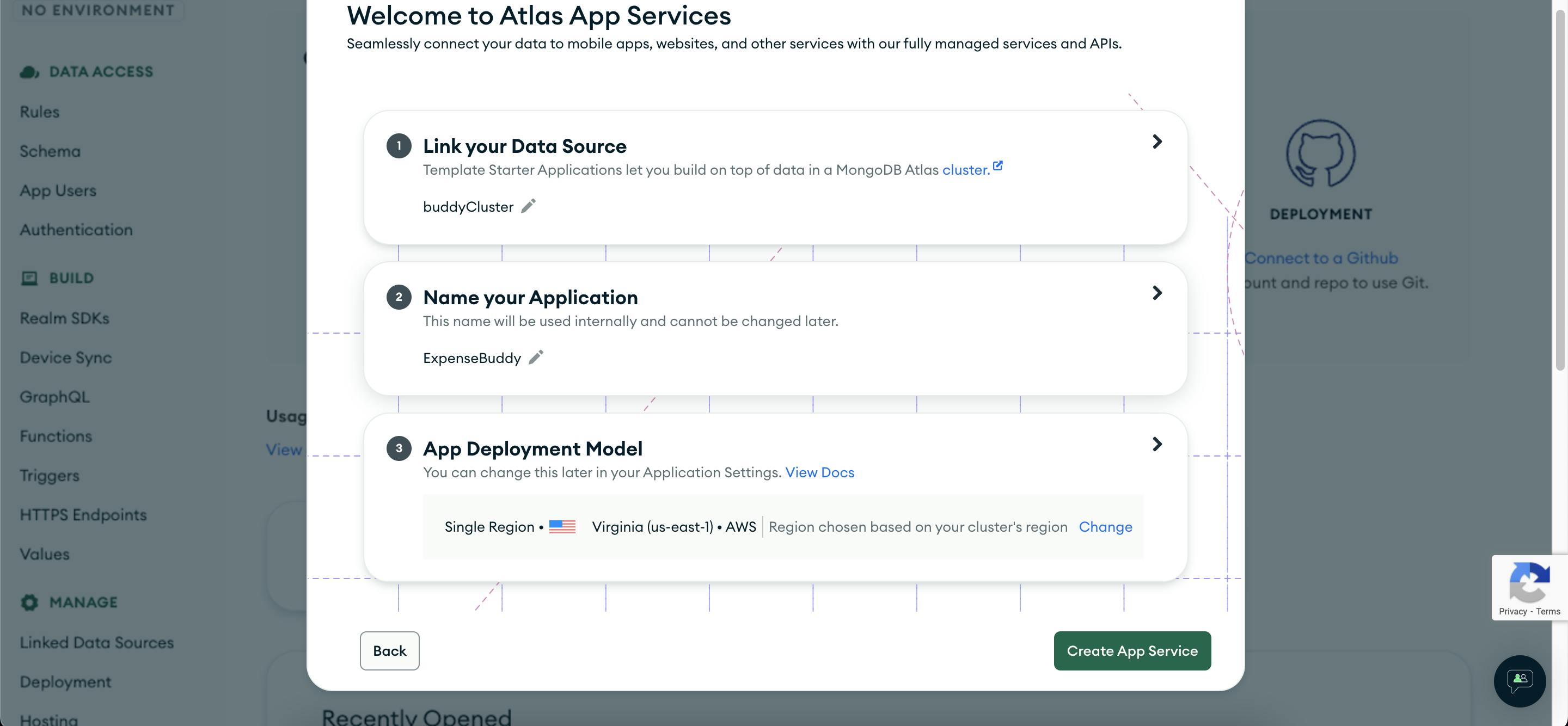 configure Atlas App Services App