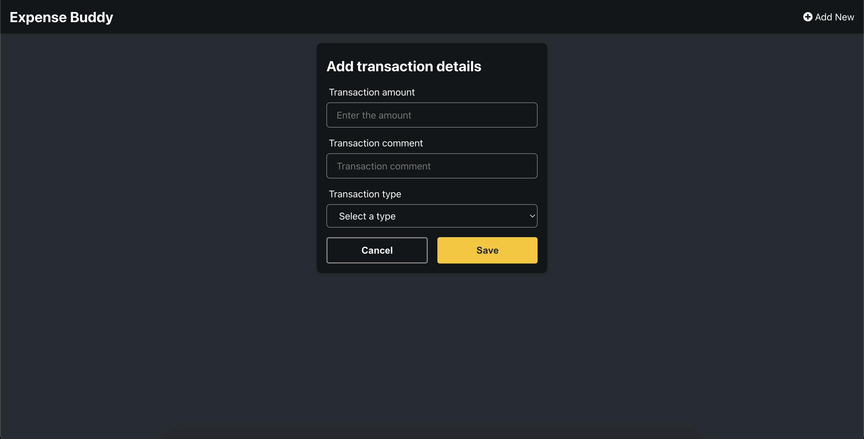 new transaction page