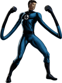 Mr. Fantastic in a fighting stance with stretched limbs 