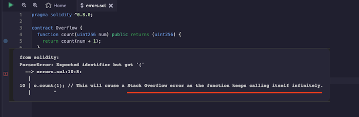 Stack Overflow Error in Solidity