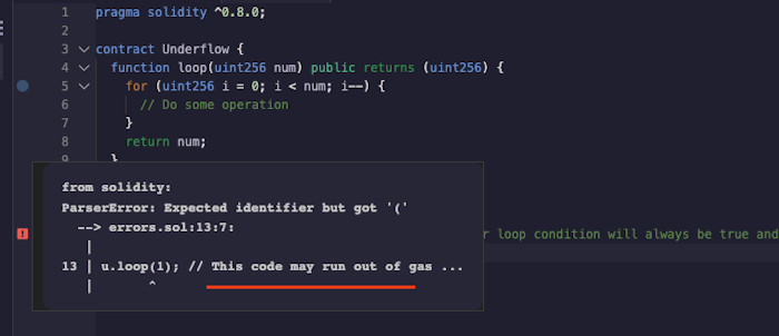 Stack Underflow Error in Solidity