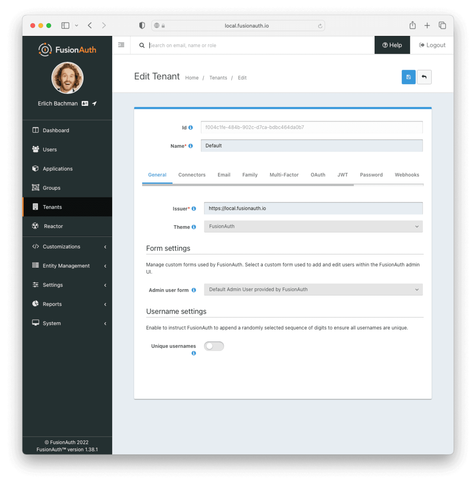 Completed configuration for an issuer URL for a tenant in FusionAuth