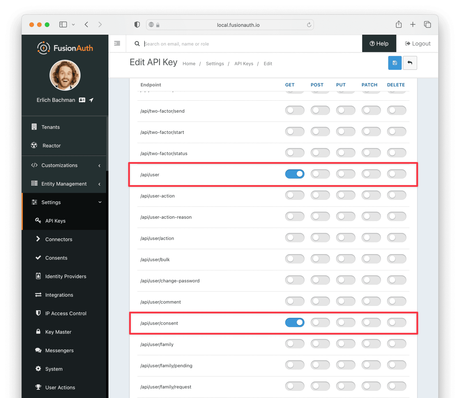 Limiting the scope of the created API key.