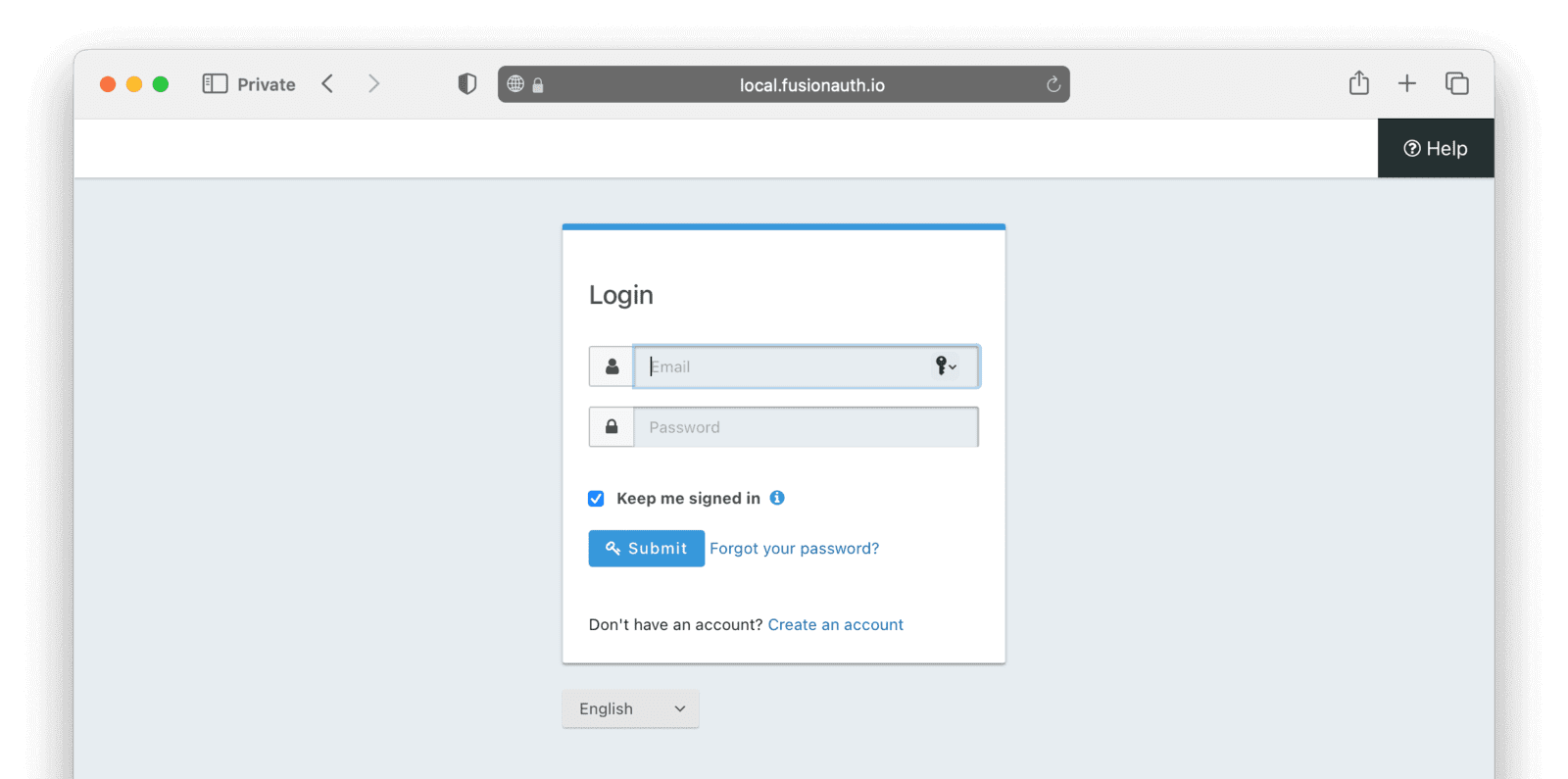 The FusionAuth login page