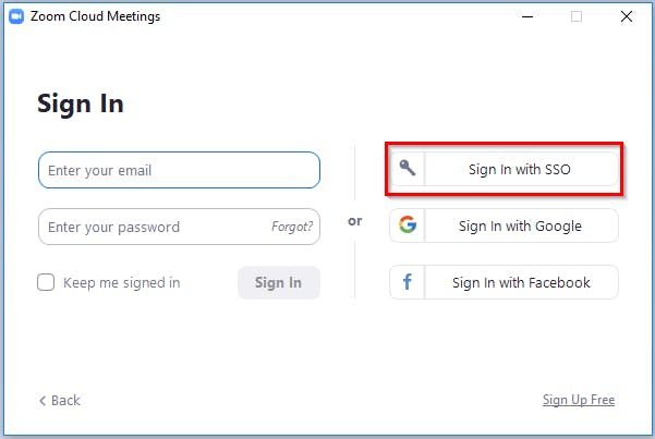 Zoom Sign-In page.