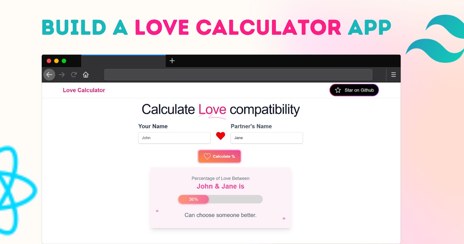 Learn React by building a Love Calculator App❤