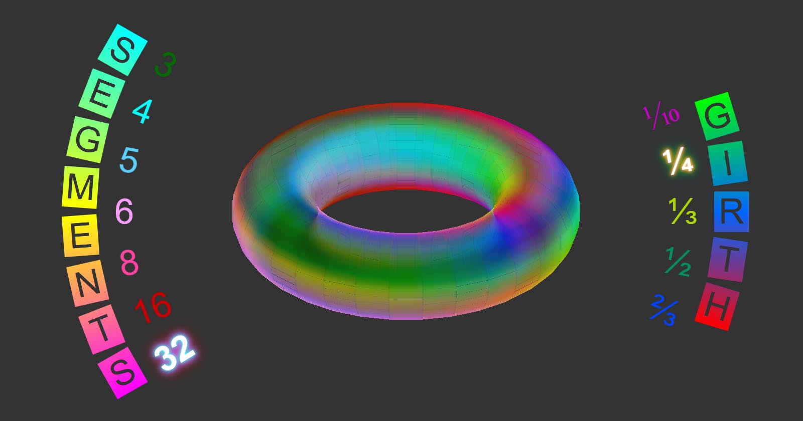 CSS 3D art: a 3D translucent rainbow-colored donut