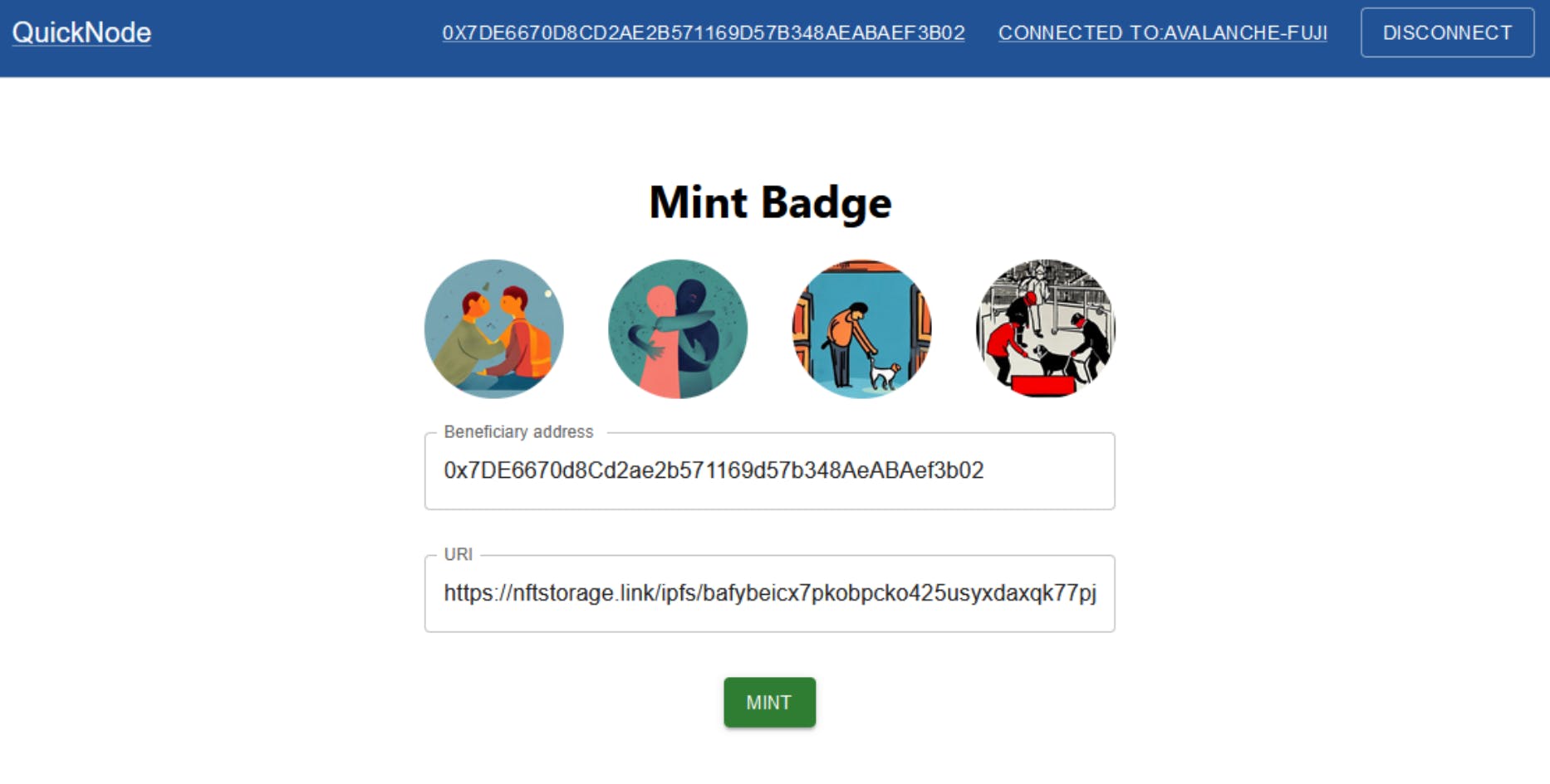 A screenshot of the mint component