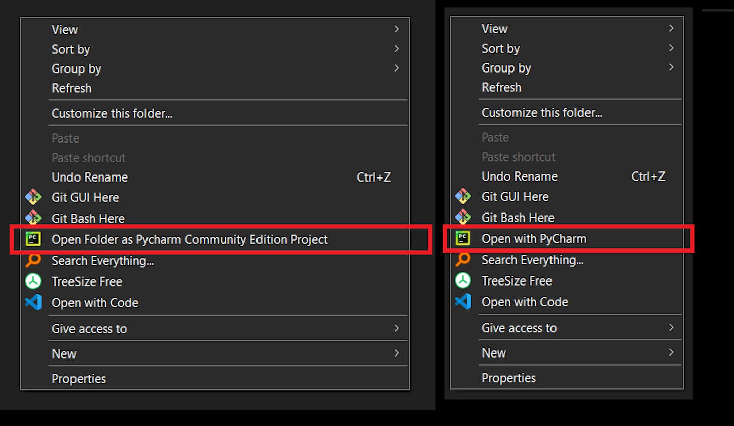 How to remove or edit 'Value Data Open Folder as Pycharm Community Edition Project' ?