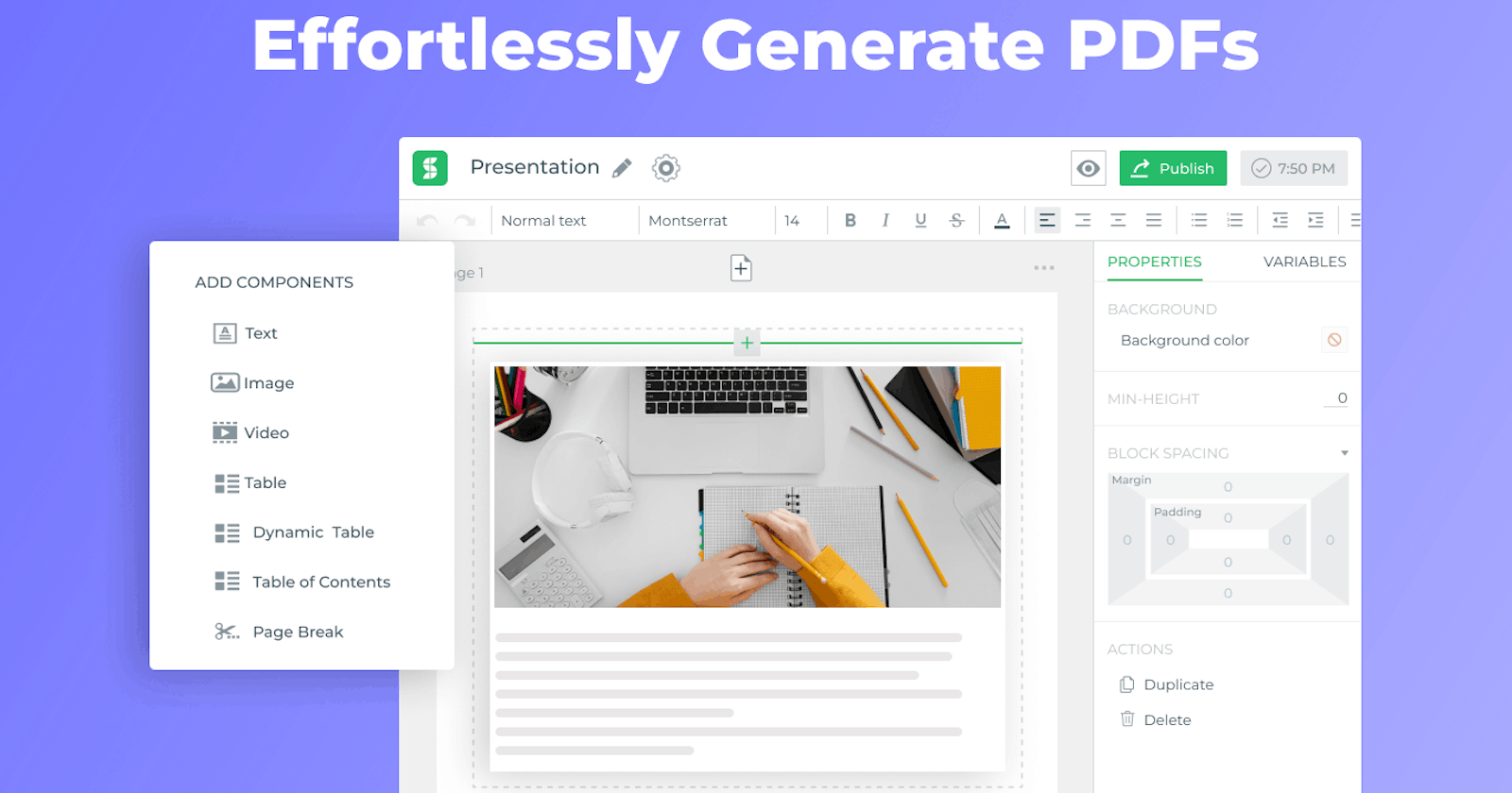 Design branded documents with DronaHQ's PDF creator