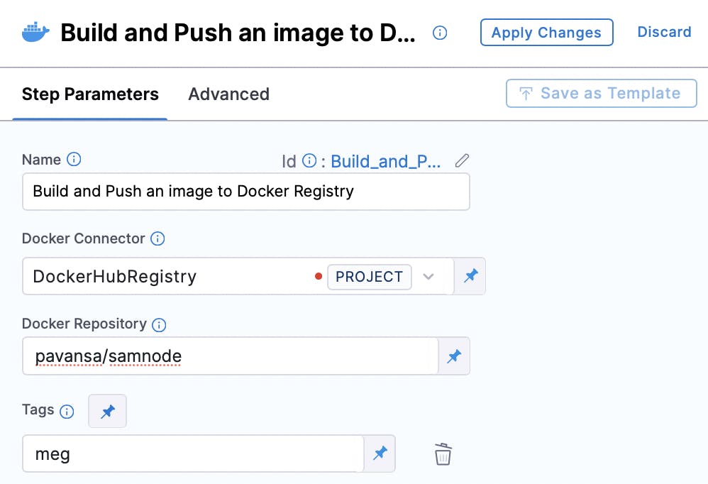Build and Push an Image to Docker Registry step