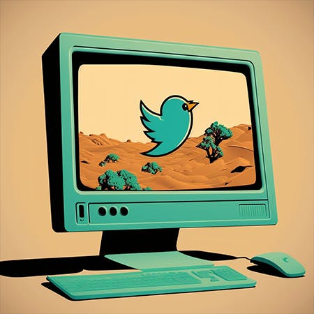 Twitter icon on a computer screen