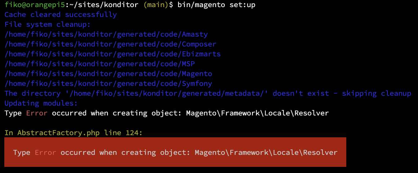 Magento 2 - Type Error occurred when creating object: Magento\Framework\Locale\Resolver