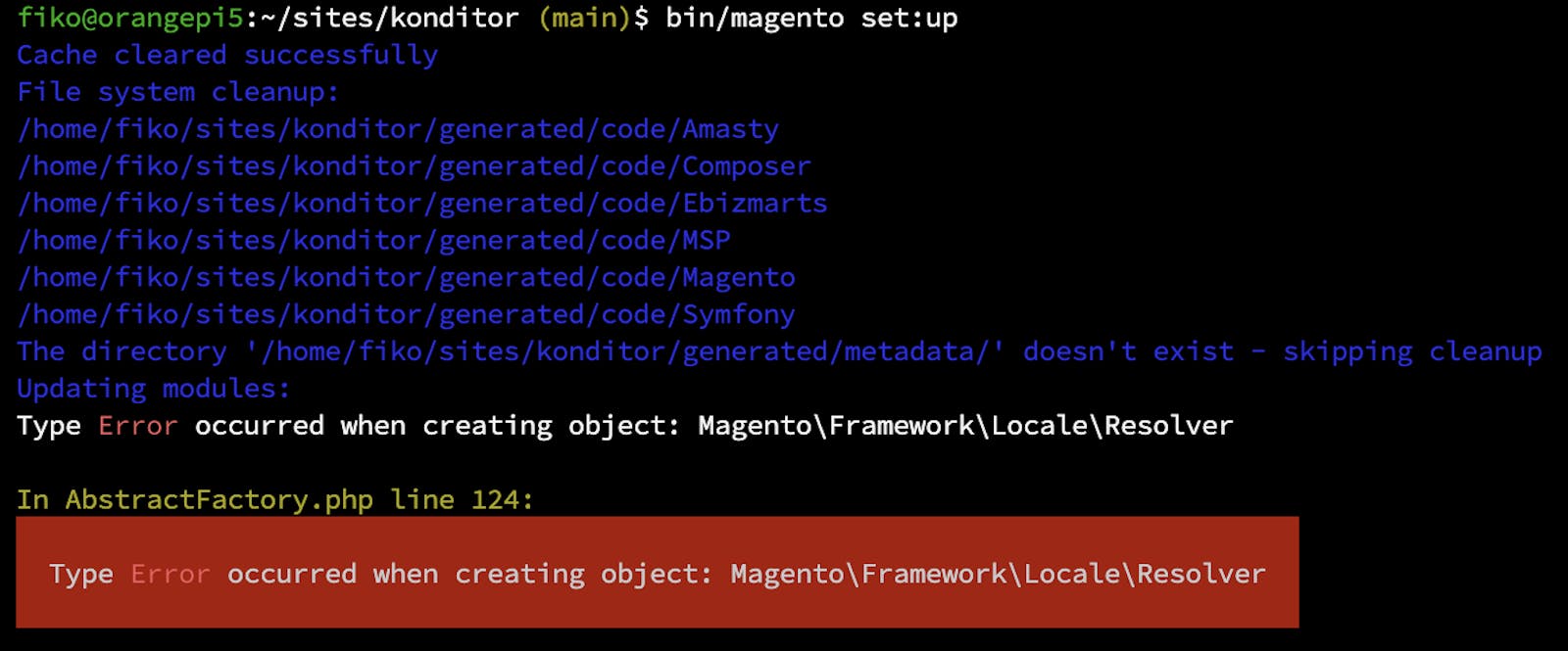 Magento 2 - Type Error occurred when creating object: Magento\Framework\Locale\Resolver