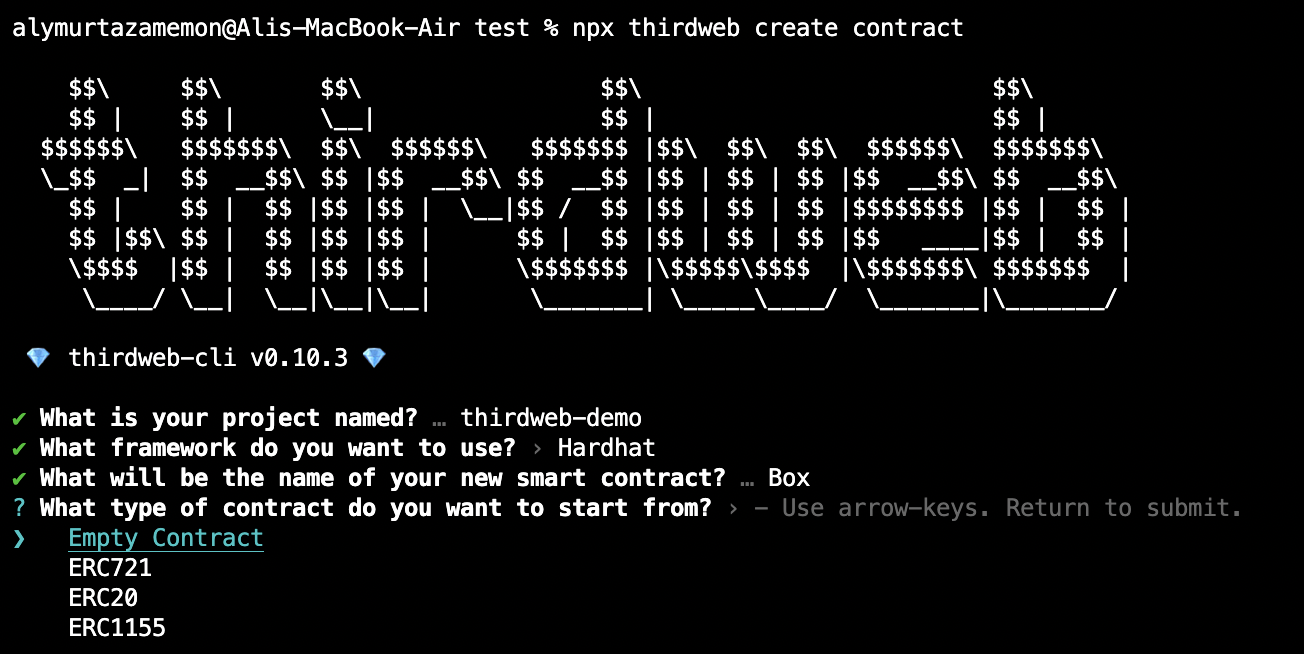 terminal prompt  contract type