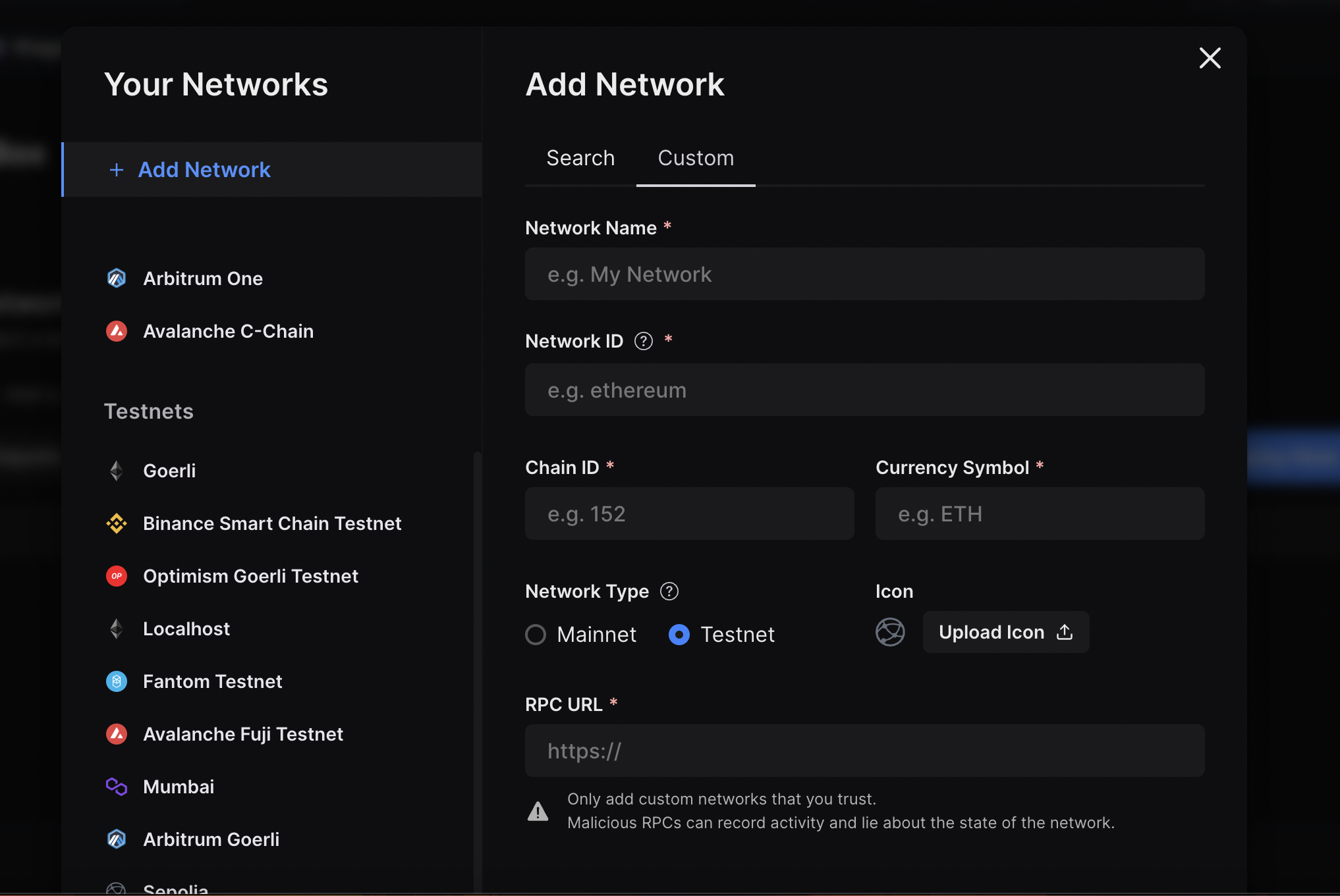 Custom Network  thirdweb Dashboard