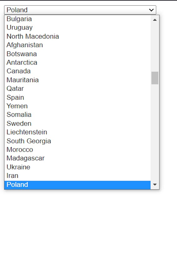 Country name select with js