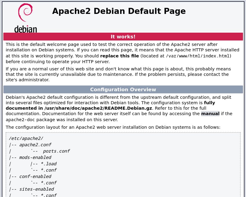 apache default welcome page on debian linux