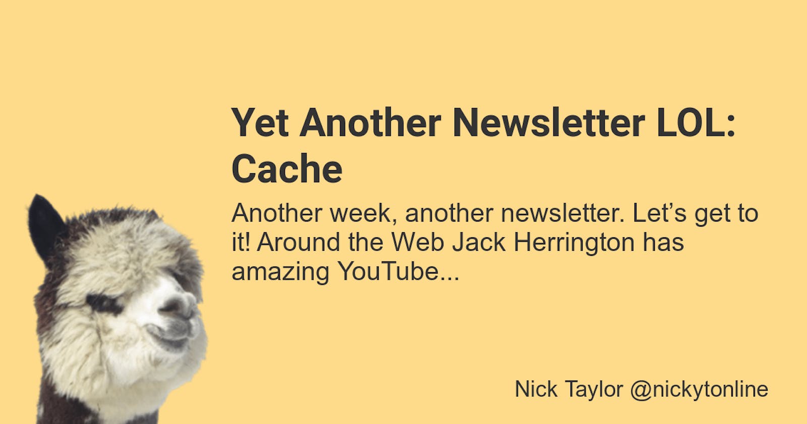 Yet Another Newsletter LOL: Cache