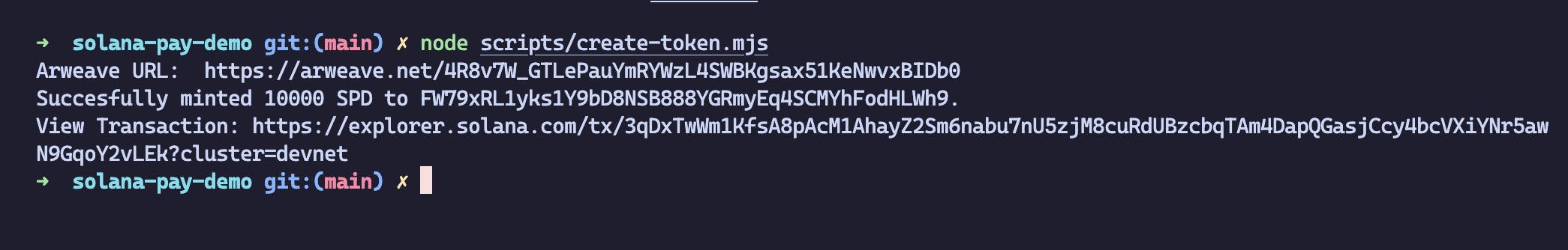 Run the create token script to create an SPL token