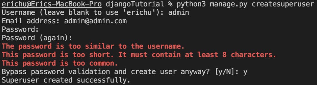 django create superuser