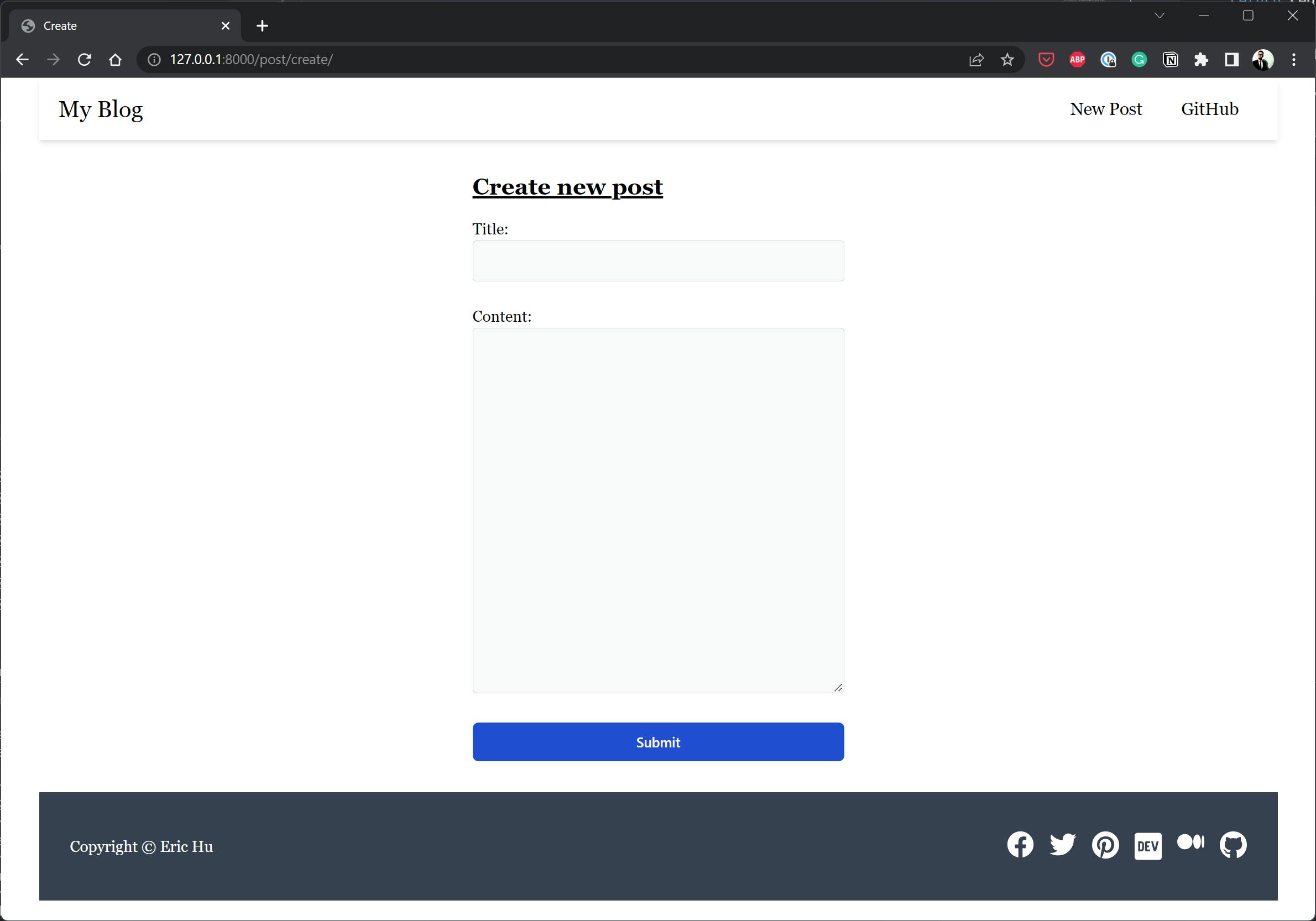 The create page