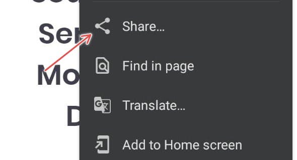 oogle Chrome share option