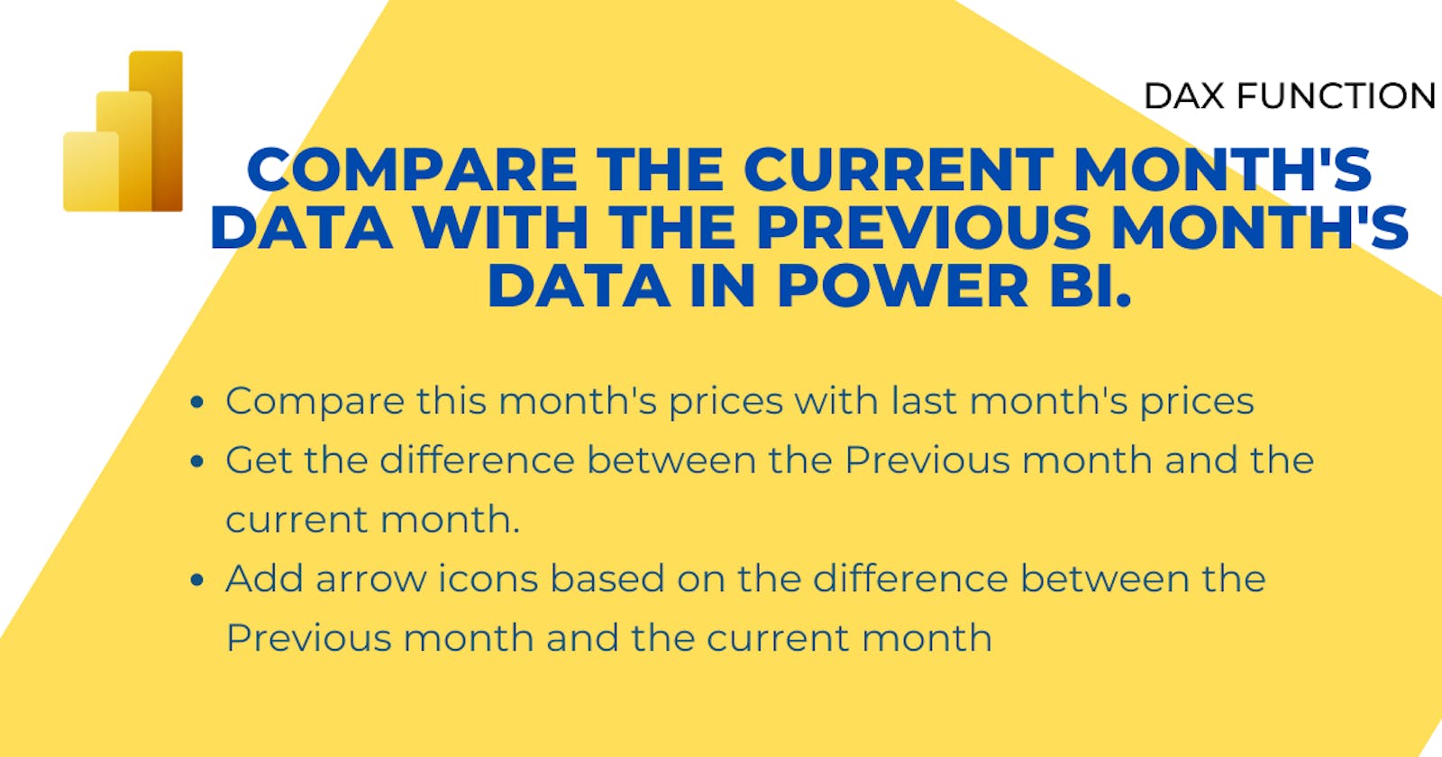 Compare the current month's data with the previous month's data in Power BI.