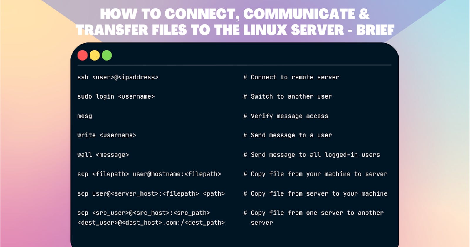 Getting Started guide to work with Linux server