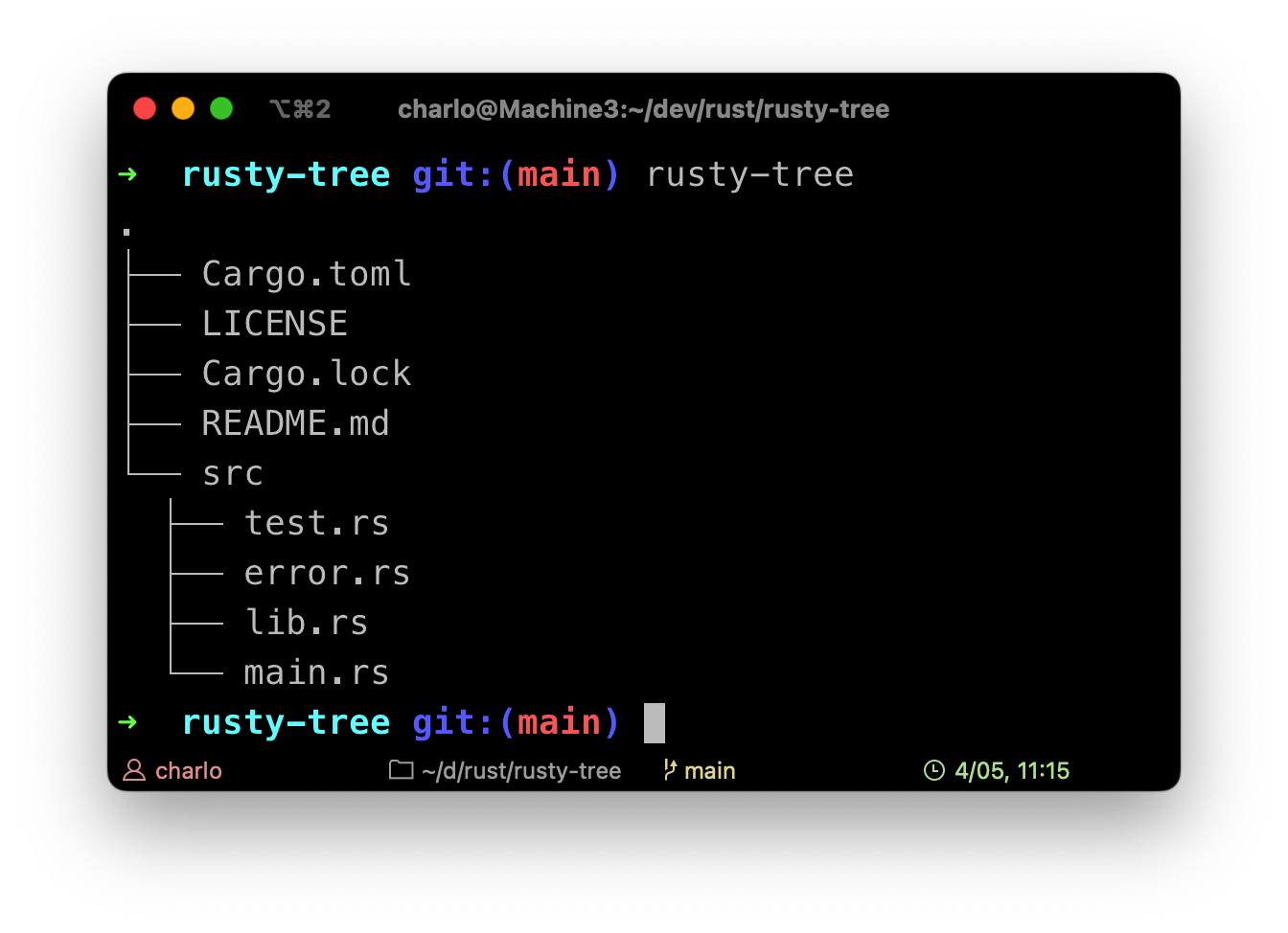 rusty-tree output