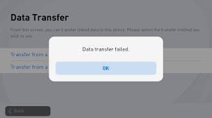 iOS data transfer fail message 