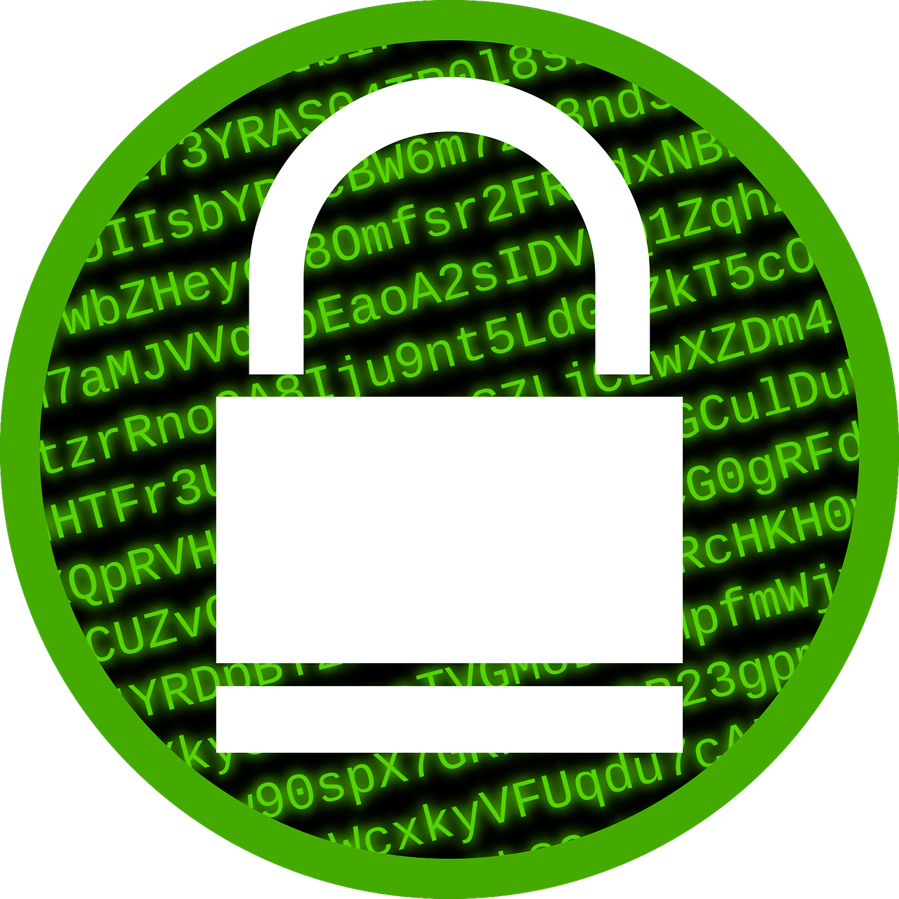 encrypted data with a lock symbol