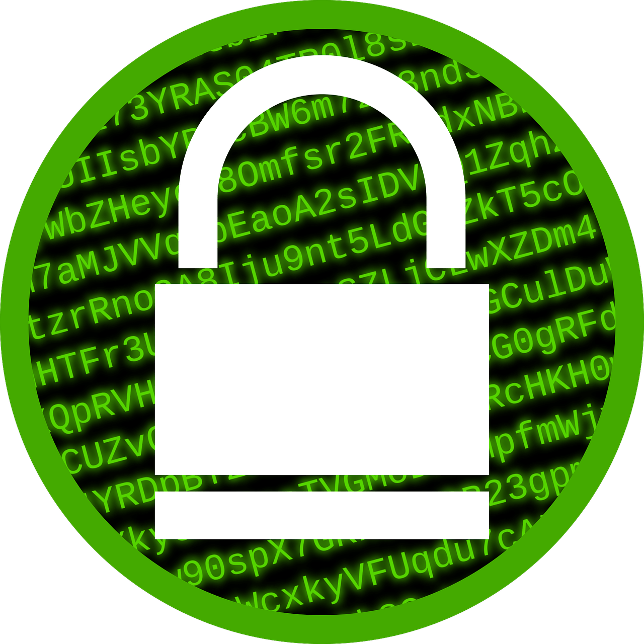 encrypted data with a lock symbol