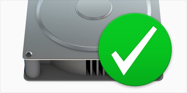 hardrive icon with a green and white checkmark